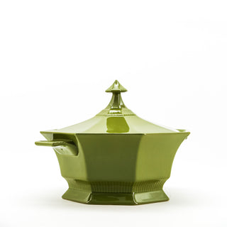 Independence Ironstone Green Hexagon Covered Dish