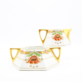 J.H. Stouffer Poppy Design Cream & Sugar Set