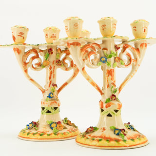 Pair of Hand Sculpted Italian Candelabras