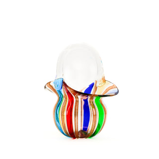 Murano Multi Colored Striped Glass Basket