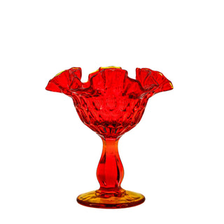 Fenton Amberina Ruffled Glass Compote