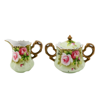 Lefton Porcelain Gold Handled Cream & Sugar Set (Two Piece)