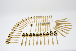 Mystic Grand Prix Custom Stainless Steel Gold Plated Flatware Set (49 Pieces)