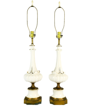 Vintage Porcelain, Bronze and Gold Table Lamps (Set of 2)