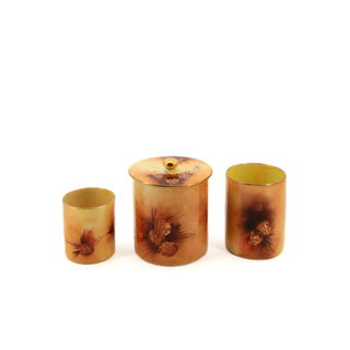 3 Piece Pinecone Lidded Jar & Cup Set