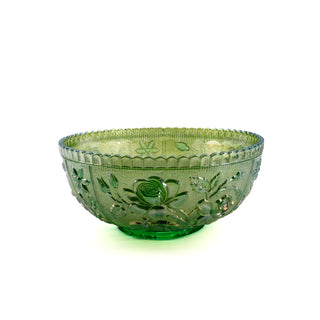 Imperial Glass Co Green Floral Patterned Glass Bowl