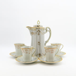 Nippon Drinking Chocolate Pitcher, Cups, & Saucers (Four Pieces)