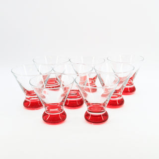 Red Footed Dizzy Cocktail Glasses (Eight Pieces)