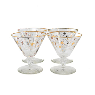 Libby Royal Fern Seville Tulip Gold Leaf Short Martini Glass (Four Piece))