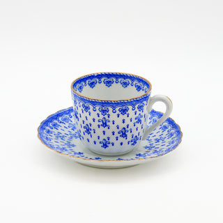 Oscar Schaller & Co "Fleur De Lis" Blue & White Coffee Set