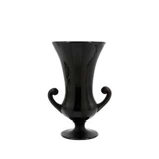 Matte Black Striped Tiffin Vase