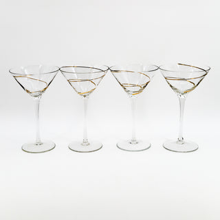 Sasaki "Golden Thread" Martini Glass - Set Of 4