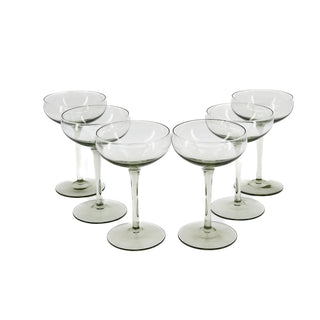 Holmegaard Kastrup Smoked Crystal Champagne Coupe - Set Of 6