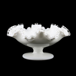 White Fenton "Silver Crest" Footed Ruffled Bowl