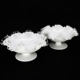 White Fenton "Silver Crest" Footed Ruffled Bowl