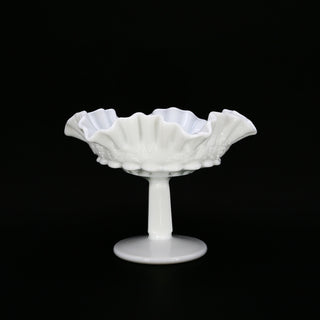 White Fenton Ruffled Milk Glass Compote