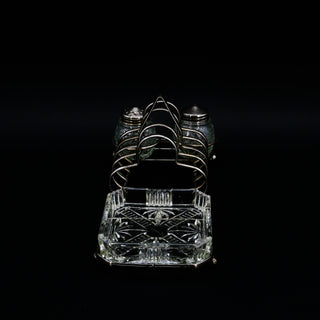 English Crystal & Silver Plate Toast Rack