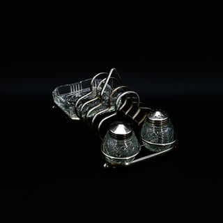 English Crystal & Silver Plate Toast Rack