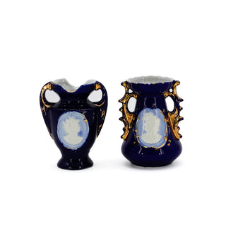 Royal Blue Medallion "Cameo" Vanity Vases