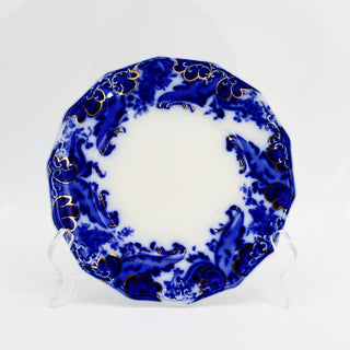 W. H. Grindley "Woodland Flow" Blue, White, & Gold Bread Plate