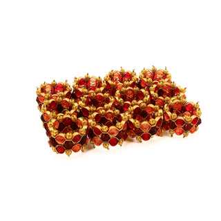 Vintage Gold, Orange, & Red "Jewel" Napkin Rings - Set Of 12