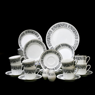 EKCO Products White & Black "Eterna Corsair" Dinner Set - 50 Pieces